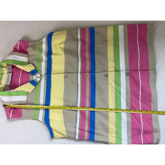 Lemon Grass Women’s L Sleeveless Button Down  100% Cotton Rainbow Colorful Shirt - Picture 6 of 8